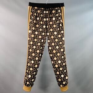 GUCCI x GEORGE KENNETH SCOTT Size S Black Beige Monogram Joggers Casual Pants
